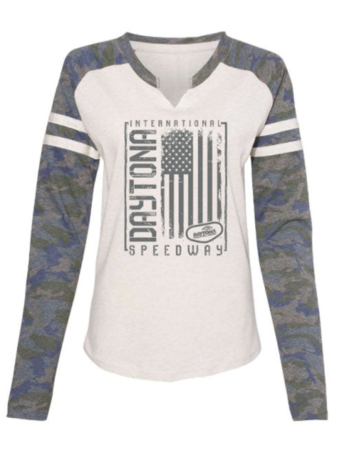  Ladies Daytona Camo Americana T-Shirt