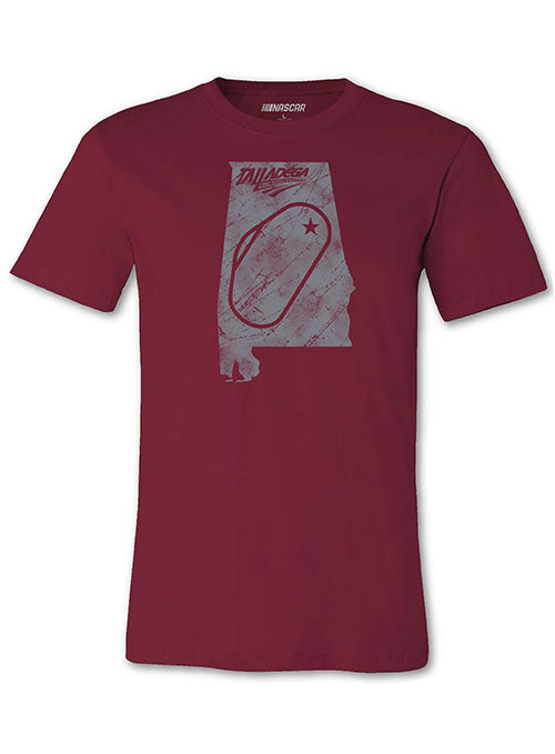  Talladega State Outline T-Shirt- Crimson & Grey