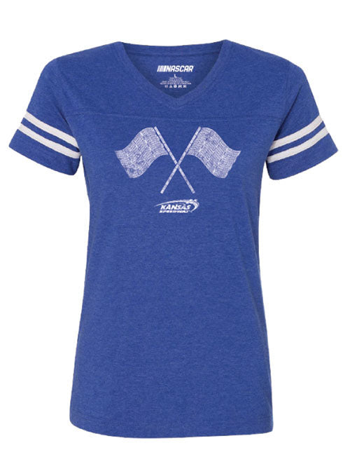  Ladies Kansas Cross Flags T-Shirt